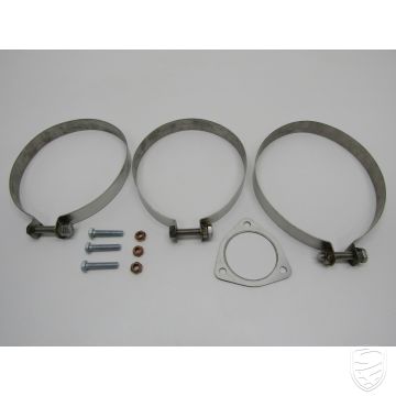 Montiersatz  mit 3 Spannbänder, 1 Dichtung, Bolzen und Muttern für Schalldämpfer hinten für Porsche 911 '76-'89