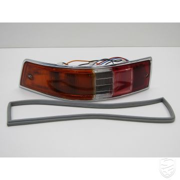 Rückleuchte, EU Version, mit Gehäuse und Gummidichtung, gelb/klar/rot, links, für Porsche 911 '63-'68