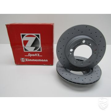Satz 2x Bremsscheibe (Ø292x20 mm), Hinterachse, links+rechts, belüftet, gelocht, ZIMMERMANN Sport für Porsche 986 Boxster