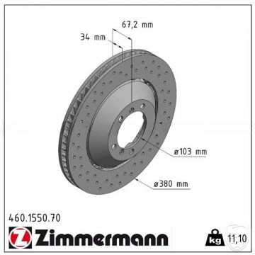 Bremsscheibe ZIMMERMANN Vorderachse links für Porsche 997GT3