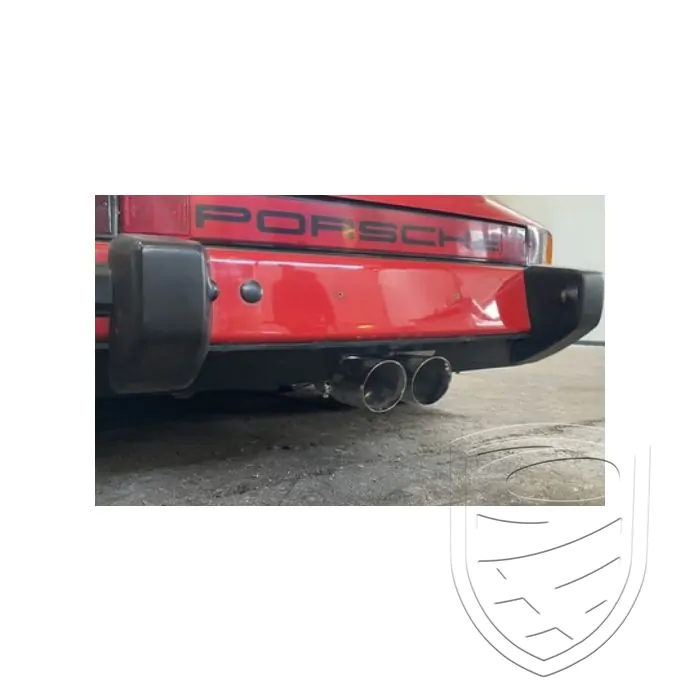 Auspuff, Sport, mit doppelten zentralen Auspuffrohren "GT3" Stil, aluminiert, hitzebeständig grau lackiert für Porsche 911 '76-'89