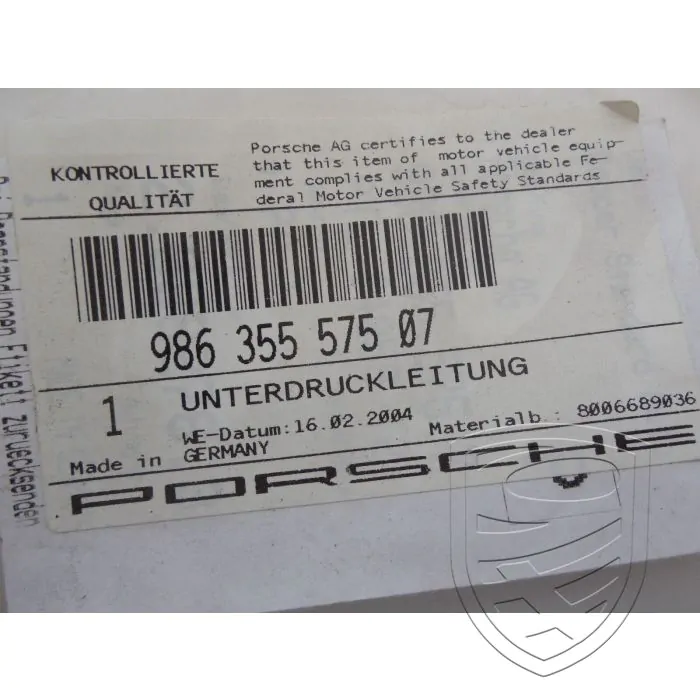 Porsche 986 Boxster Unterdruckleitung hinten