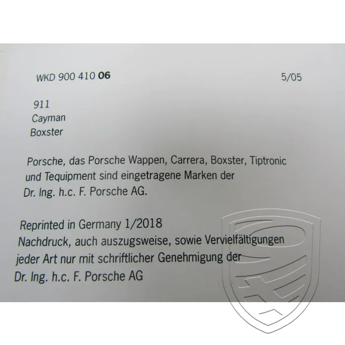 NEU+ORIG. Porsche 997 987 Serviceheft Checkheft Wartungsheft Pflegepass 5/05