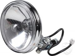 Fernscheinwerfer,Type Hella 118, Chrom, mit klares Glas, mit 12 V Birne, Ø 130 mm, mit E-Marke