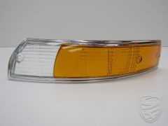 Blinkleuchteglas, EU, Chrom Rand, orange/weiss, links für Porsche 911 '69-'73