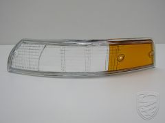 Blinkleuchteglas, EU Version, Chrom Rand, klar/orange, links für Porsche 911 '69-'73